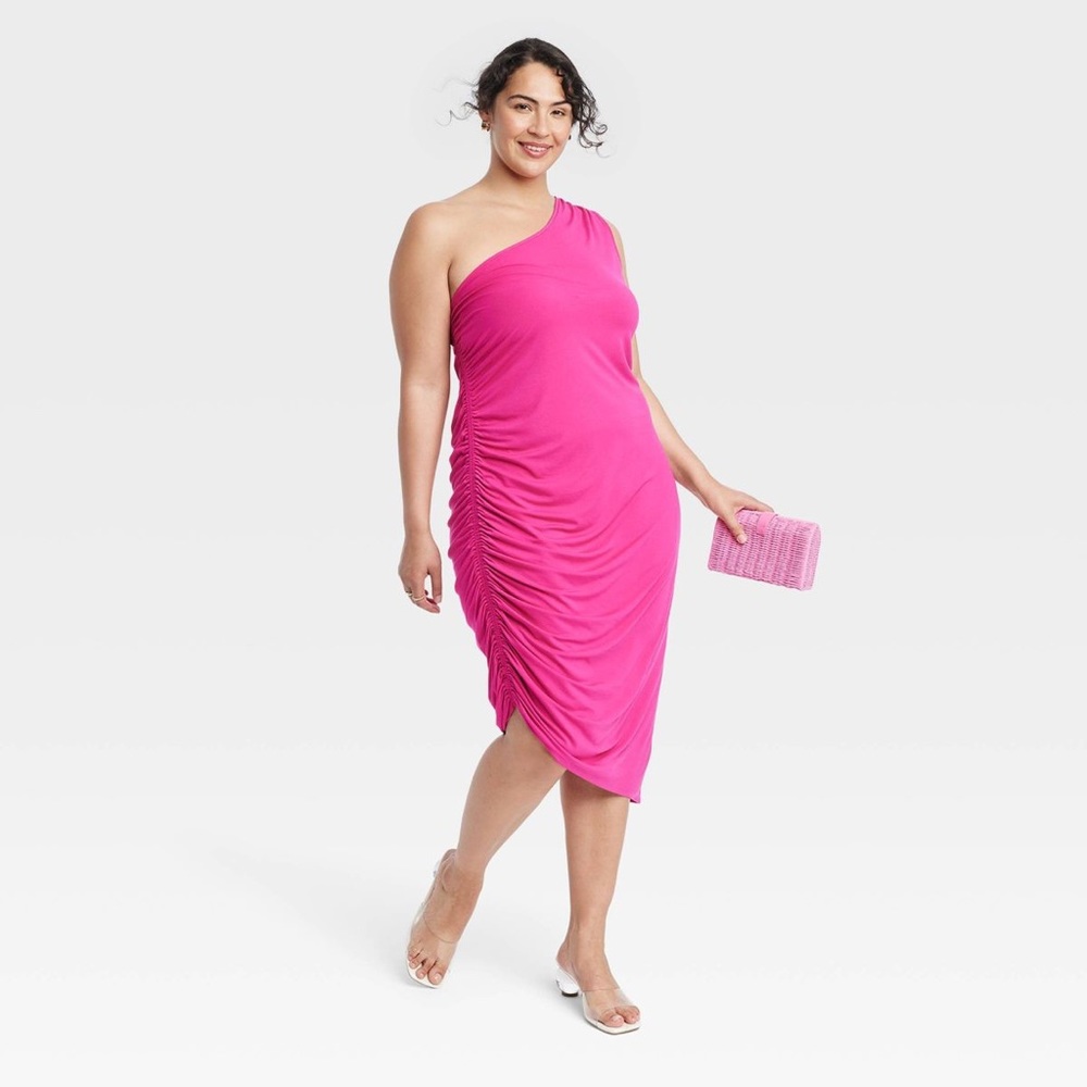 a new day Vibrant Pink One-Shoulder Dress